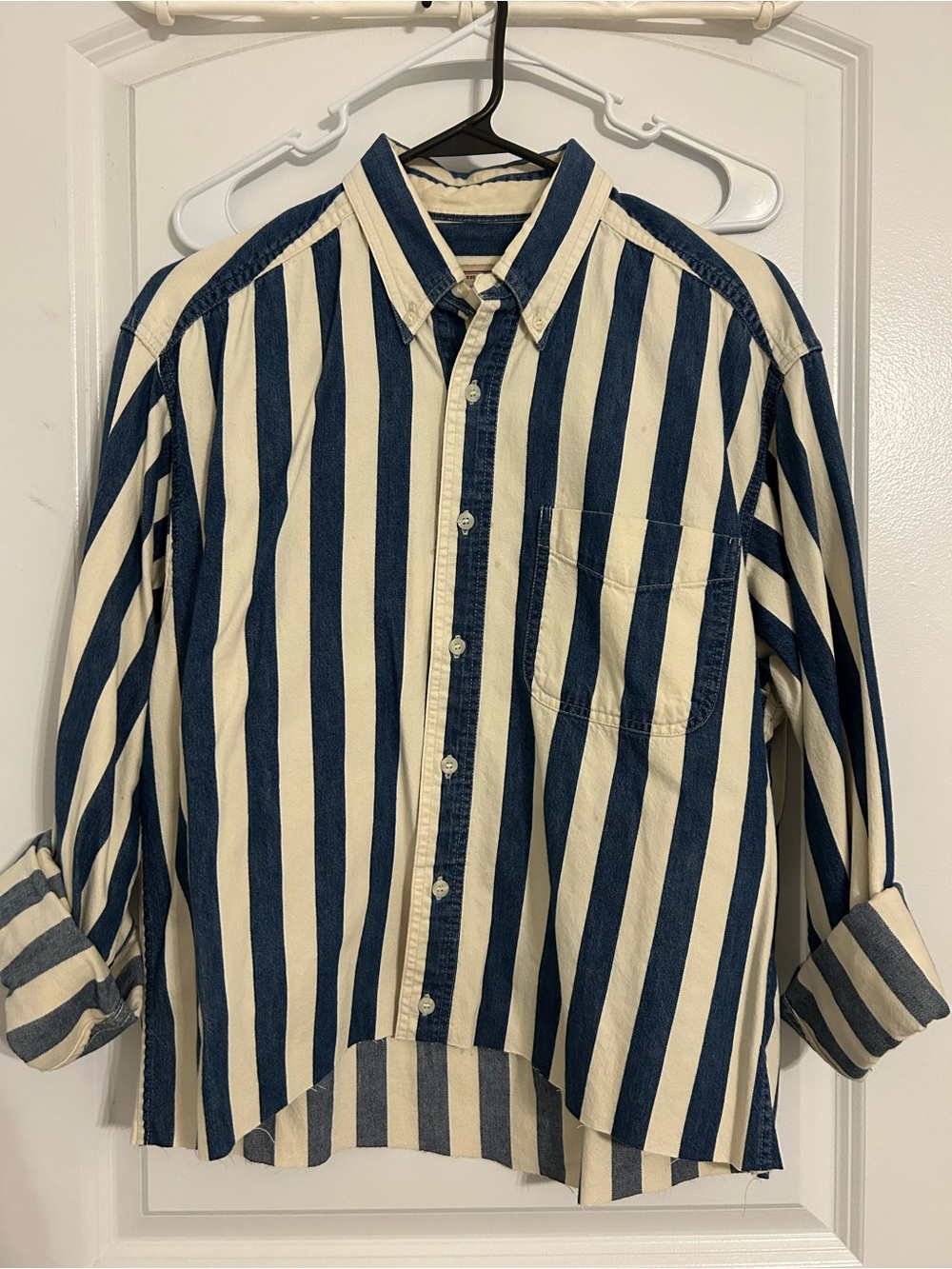 Woolrich Vertical Stripe Button-Down Shirt - Blue & Cream